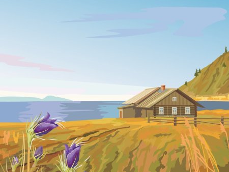 Сельский пейзаж рисунок