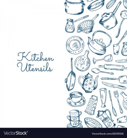 Паттерн кухонная утварь векторные
