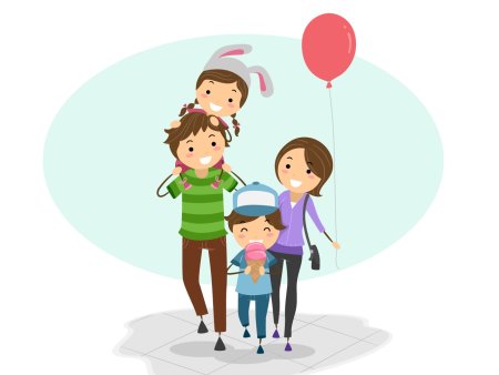 Дети с родителями вектор