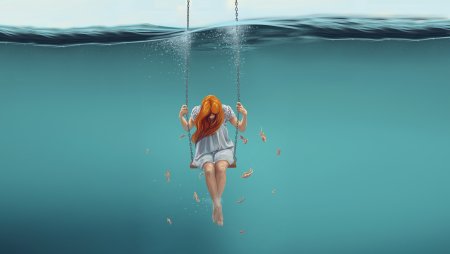 Art качели guy girl redhead laugh