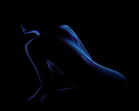 Женский силуэт на темном фоне