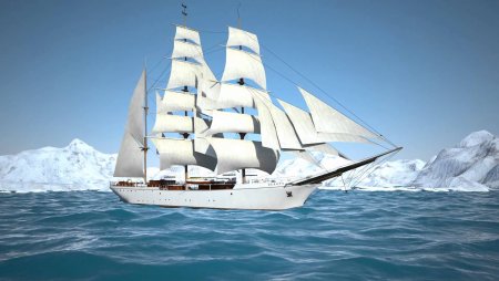 Белый корабль в море