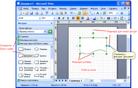 Фигура документ в Visio