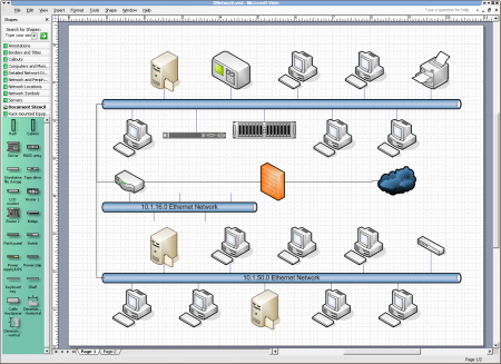 Локальная вычислительная сеть предприятия MS Visio