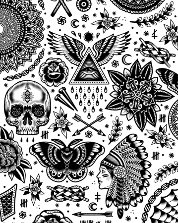 Традиционные тату чб