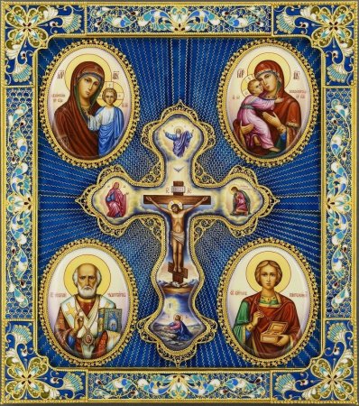 Икона четырехчастная образы Богоматери