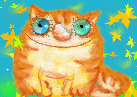 Рыжий кот нарисованный