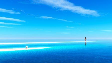 Голубое небо и море