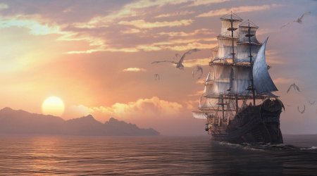 Фон море корабль