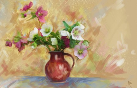 Натюрморт с цветами красками