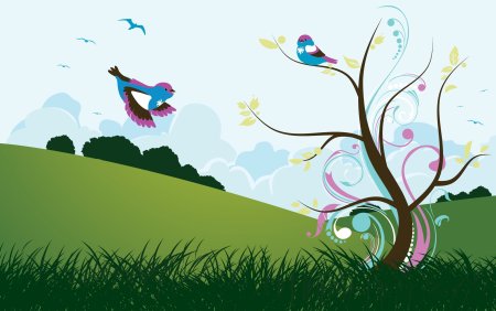 Красивый фон с птицами