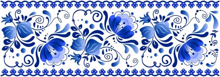 Орнаментная роспись Гжель бордюр