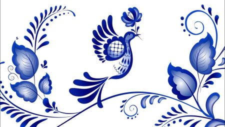 Рисунок в стиле Гжель