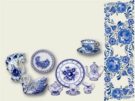 Цветочный узор голубой