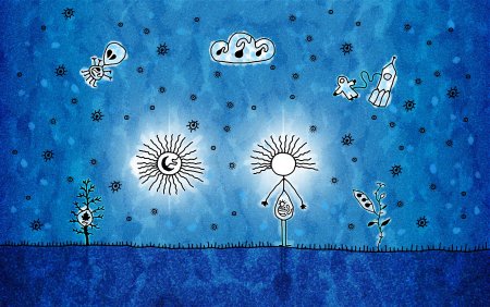 Рисунок на синем фоне