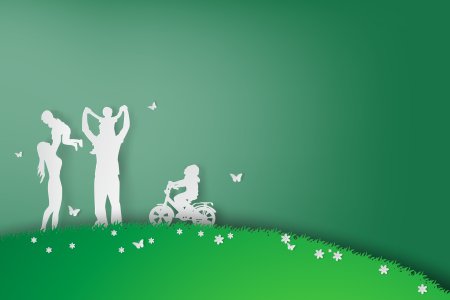 Семья на зеленом фоне