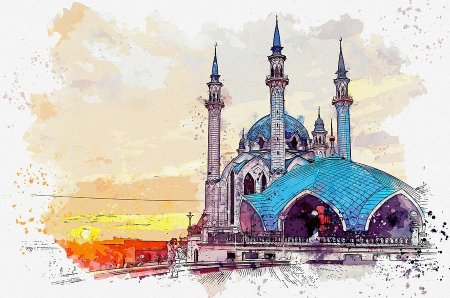 Кул-Шариф Казань акварелью