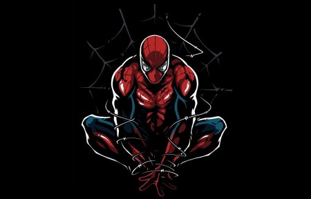 Человек паук на черном фоне