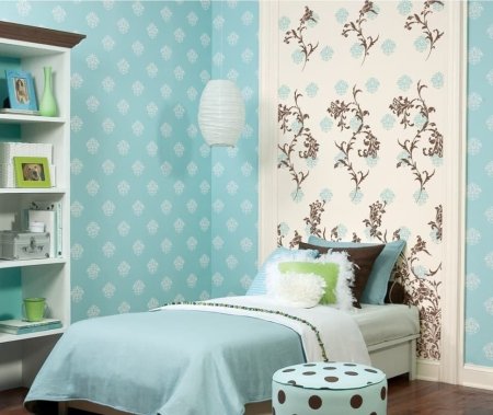 Сочетание обоев двух цветов