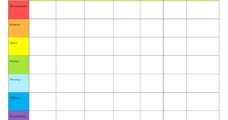 Пустая таблица для заполнения тренировок