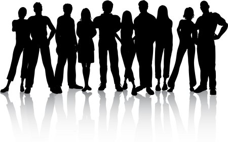 Силуэт группы людей