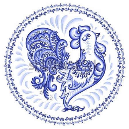 Гжельская роспись птица