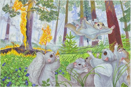 Пожар в лесу мультяшный