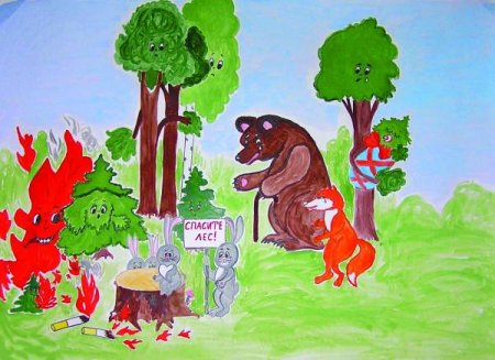 Рисунок на тему Лесные пожары
