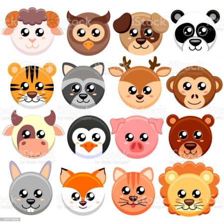 Мордочки животных из круга