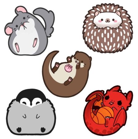 Круглые животные для наклеек