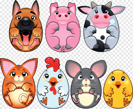 Мордочки животных на яйцах