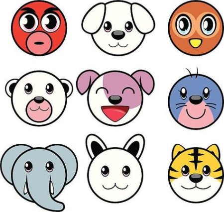 Мордочки животных в круге