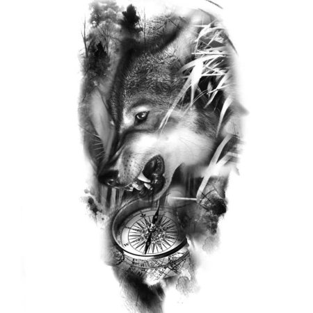 Волк тату эскиз