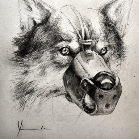 Собака в наморднике арты