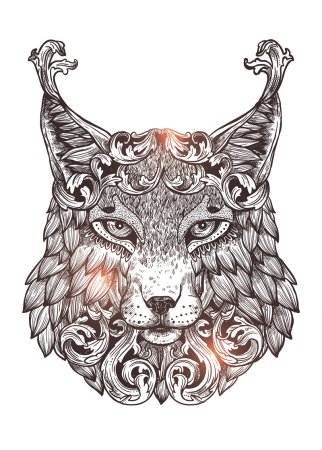 Тату Рысь в скандинавском стиле