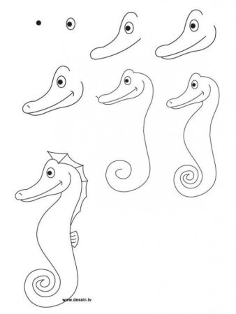Поэтапное рисование морских обитателей для детей