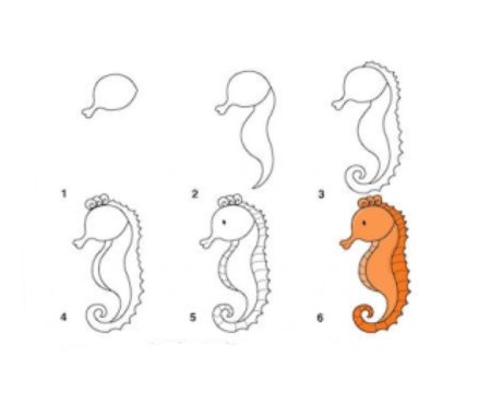 Как нарисовать морского конька поэтапно