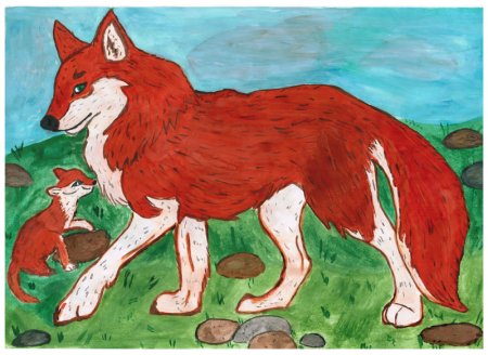 Нарисовать красного волка
