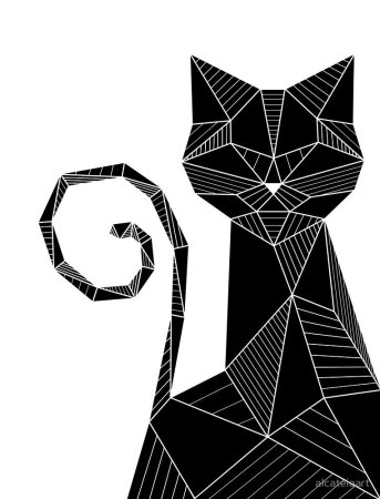 Тату кошка Геометрическая