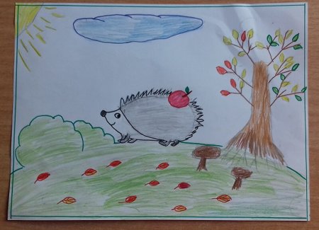 Рисование осенний Ежик