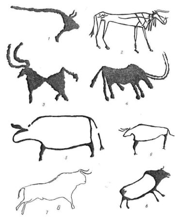 Древние наскальные изображения Быков