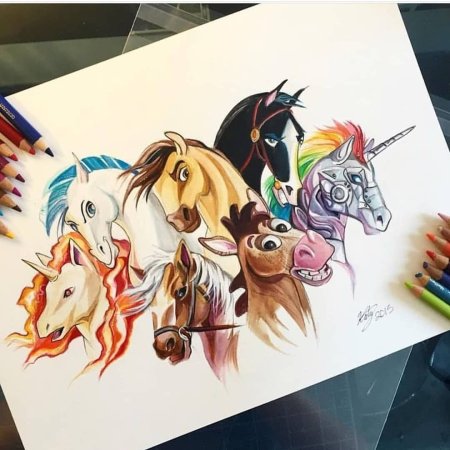 Лошадь скетч маркерами