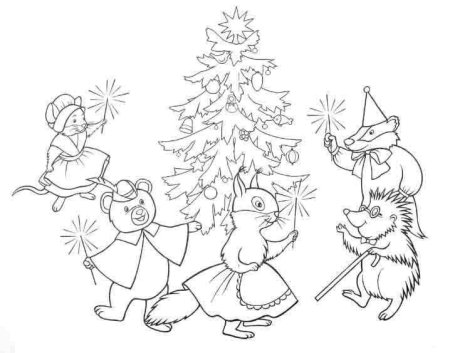 Раскраска новый год хоровод