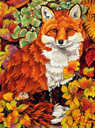 Осенняя лиса живопись