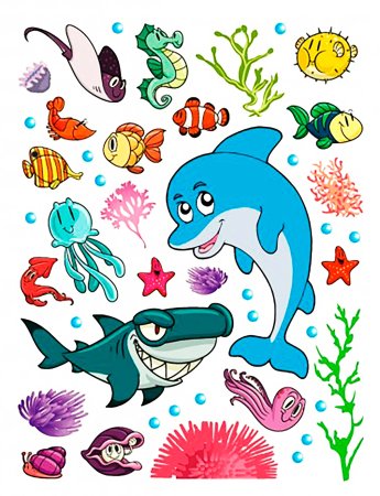 Рисунки морские обитатели морей и океанов для детей