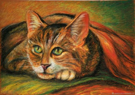 Кот масляной пастелью