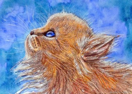 Вышивка рыжий котенок