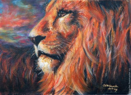 Лев картина маслом