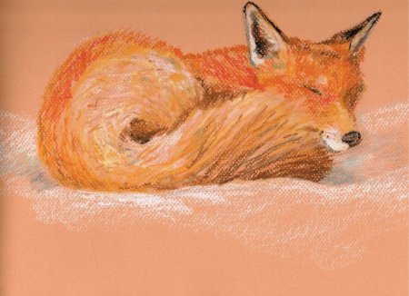 Лисичка пастелью