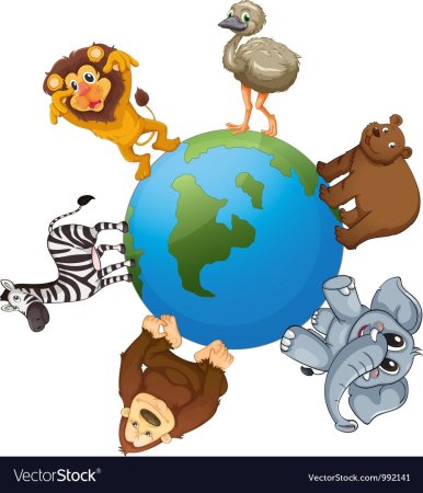 Животные на фоне земного шара